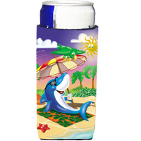 "Caroline's Treasures APH2488MUK Dolphin Sunning On The Beach Michelob Koozies For Slim Cans, Multicolor"