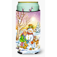 "Caroline's Treasures Girl and Animals with Snowman Tall Boy Koozie Hugger, Multicolor"