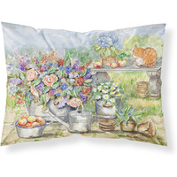 "Caroline's Treasures Patio Bouquet and Cat Fabric Standard Pillowcase APH3567PILLOWCASE, Multicolor"
