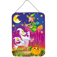 "Caroline's Treasures Witch and Ghosts Halloween Wall or Door Hanging Prints APH3799DS1216, 16HX12W, Multicolor"