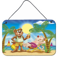 "Caroline's Treasures Bears Relaxing at the Beach Wall or Door Hanging Prints APH3817DS812, 8"" x 12"", Multicolor"