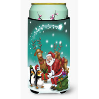 "Caroline's Treasures Santa Claus Christmas with The Penguins Tall Boy Koozie Hugger, Multicolor"