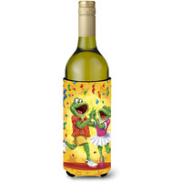 "Caroline's Treasures APH3874LITERK Frog Swing Dancing Wine Bottle Koozie Hugger, 750ml, Multicolor"