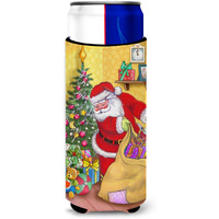 "Caroline's Treasures Christmas Santa and His Toys Michelob Ultra Koozies for Slim Cans, Multicolor"