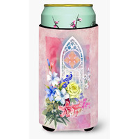 "Caroline's Treasures Church Window & Flowers Tall Boy Beverage Insulator Hugger, Multicolor"