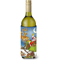 "Caroline's Treasures Christmas Santa Taking Off Wine Bottle Koozie Hugger, 750ml, Multicolor"