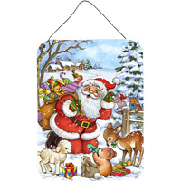 "Caroline's Treasures Christmas Santa Forrest Friends Wall or Door Hanging Prints APH4571DS1216, 16HX12W, Multicolor"