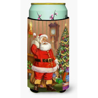 "Caroline's Treasures Christmas Santa by The Tree Tall Boy Koozie Hugger, Multicolor"