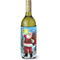 "Caroline's Treasures Christmas Santa Ringing The Bell Wine Bottle Koozie Hugger, 750ml, Multicolor"