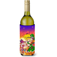 "Caroline's Treasures Witch Voodoo Scarecrow Halloween Wine Bottle Koozie Hugger, 750ml, Multicolor"
