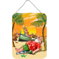 "Caroline's Treasures Beach Christmas Santa Claus Napping Wall or Door Hanging Prints APH5149DS1216, 16HX12W, Multicolor"