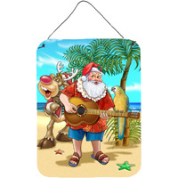 "Caroline's Treasures Beach Christmas Santa Claus Island Time Wall or Door Hanging Prints APH5151DS1216, 16HX12W, Multicolor"
