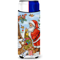 "Caroline's Treasures Christmas Santa Claus Handing Out Presents Michelob Ultra Koozies for Slim Cans, Multicolor"