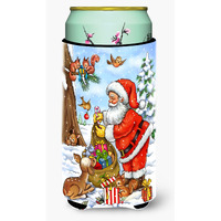 "Caroline's Treasures Christmas Santa Claus Handing Out Presents Tall Boy Koozie Hugger, Multicolor"