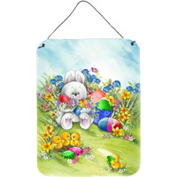 "Caroline's Treasures Easter Bunny and Eggs Wall or Door Hanging Prints APH5528DS1216, 16HX12W, Multicolor"