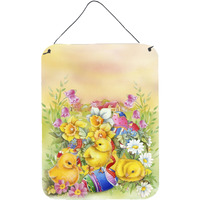 "Caroline's Treasures Easter Chicks and Eggs Wall or Door Hanging Prints APH5613DS1216, 16HX12W, Multicolor"