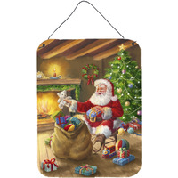 "Caroline's Treasures Christmas Santa Claus Unloading Toys Wall or Door Hanging Prints APH5793DS1216, 16HX12W, Multicolor"