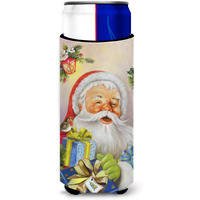 "Caroline's Treasures Christmas Santa Claus Presents Michelob Ultra Beverage Insulator for Slim Cans, Multicolor"
