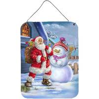 "Caroline's Treasures Christmas Santa Claus and Snowman Wall or Door Hanging Prints APH6200DS1216, 16HX12W, Multicolor"
