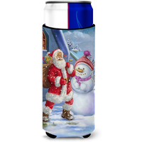 "Caroline's Treasures Christmas Santa Claus and Snowman Michelob Ultra Huggies for Slim Cans, Multicolor"