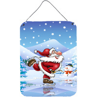 "Caroline's Treasures Christmas Santa Claus Ice Skating Wall or Door Hanging Prints APH6386DS1216, 16HX12W, Multicolor"