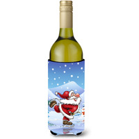 "Caroline's Treasures Christmas Santa Claus Ice Skating Wine Bottle Koozie Hugger, 750ml, Multicolor"