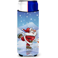 "Caroline's Treasures Christmas Santa Claus Ice Skating Michelob Ultra Koozies for Slim Cans, Multicolor"