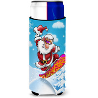 "Caroline's Treasures Christmas Santa Claus Snowboarding Michelob Ultra Koozies for Slim Cans, Multicolor"