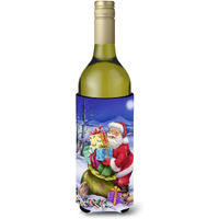 "Caroline's Treasures Christmas Santa Claus with Rabbits Wine Bottle Koozie Hugger, 750ml, Multicolor"