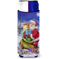 "Caroline's Treasures Christmas Santa Claus with Rabbits Michelob Ultra Koozies for Slim Cans, Multicolor"