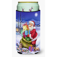 "Caroline's Treasures Christmas Santa Claus with Rabbits Tall Boy Koozie Hugger, Multicolor"