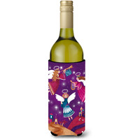 "Caroline's Treasures Christmas Angels In Purple Wine Bottle Koozie Hugger, 750ml, Multicolor"