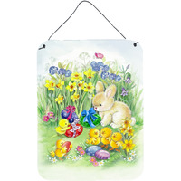 "Caroline's Treasures Easter Chicks and Bunny Door Hanging Prints wall-decor, Multicolor"