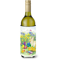 "Caroline's Treasures APH7091LITERK Easter Chicks and Bunny Wine Bottle Beverage Insulator Hugger, 750ml, Multicolor"