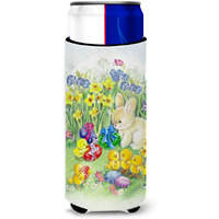 "Caroline's Treasures Easter Chicks & Bunny Michelob Ultra Hugger For Slim Cans, Multicolor"