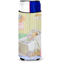 "Caroline's Treasures New Baby In Crib Michelob Ultra Koozies for Slim Cans, Multicolor"