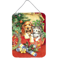"Caroline's Treasures Christmas Puppy and Kitten Wall or Door Hanging Prints APH7551DS1216, 16HX12W, Multicolor"