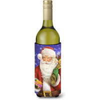 "Caroline's Treasures Christmas Santa Claus Ready to Work Wine Bottle Koozie Hugger, 750ml, Multicolor"