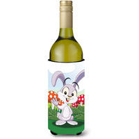 "Caroline's Treasures APH7632LITERK Bunny Rabbit In Mushrooms Wine Bottle Koozie Hugger, 750ml, Multicolor"