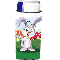 "Caroline's Treasures APH7632MUK Bunny Rabbit In Mushrooms Michelob Ultra Koozies For Slim Cans, Multicolor"