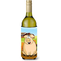 "Caroline's Treasures APH7635LITERK The Pig Wine Bottle Koozie Hugger, 750ml, Multicolor"