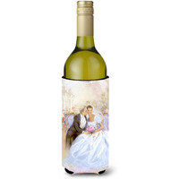"Caroline's Treasures APH8292LITERK Wedding Couple Kiss Wine Bottle Koozie Hugger, 750ml, Multicolor"