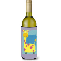 "Caroline's Treasures APH8333LITERK Giraffe Wine Bottle Koozie Hugger, 750ml, Multicolor"