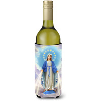 "Caroline's Treasures APH8805LITERK Religious Blessed Virgin Mother Mary Wine Bottle Koozie Hugger, 750ml, Multicolor"