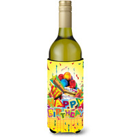 "Caroline's Treasures APH8873LITERK Happy Birthday Party Wine Bottle Koozie Hugger, 750ml, Multicolor"