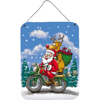 "Caroline's Treasures Christmas Santa Claus on a Motorcycle Wall or Door Hanging Prints APH8996DS1216, 16HX12W, Multicolor"