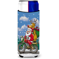"Caroline's Treasures Christmas Santa Claus on A Motorcycle Michelob Ultra Koozies for Slim Cans, Multicolor"
