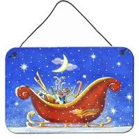 "Caroline's Treasures Christmas Santa's Sleigh by Roy Avis Wall or Door Hanging Prints ARA0143DS812, 8HX12W, Multicolor"