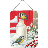 "Caroline's Treasures Eurasian Blue Tits Birds & Milk Bottles Wall or Door Hanging Prints ASA2003DS1216, 16HX12W, Multicolor"