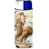 "Caroline's Treasures Otters and Gladon Irises Michelob Ultra Koozies for Slim Cans, Multicolor"